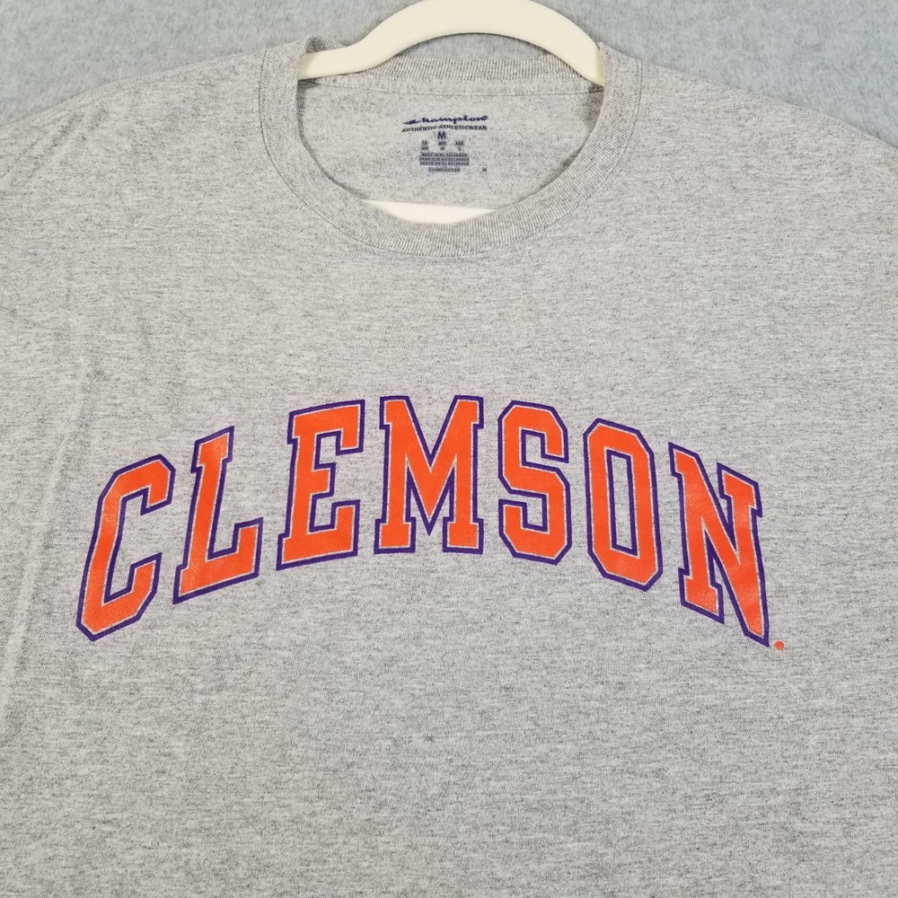 Champion Clemson T-Shirt Men M Medium Gray NCAA Tigers Graphic Short Sleeve Tee - Picture 2 of 7